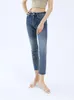 Jeans da donna Pantaloni in denim corti femminili per donne autunnali Frangia Soft Stretch a vita alta Slim Fit Skinny 2023 Fashion