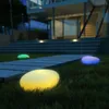 Solbelysning utomhus, glöd kullersten sten form solträdgård ljus vattentät färg byte landskap lampor med fjärrkontroll