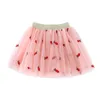 Barn tutu tyll broderi blomma pettiskirt baby dans balett scen mesh gase halv fest mini kjol danskläder kostym klädsel fancy kjolar bc727-2