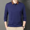 Hommes Polos Printemps Eté Vêtements Pour Hommes Lâche Polo Col Rabattu À Manches Longues T-shirt Solide Bouton Patchwork Mode Décontracté Plus La Taille