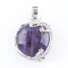 Pendant Necklaces Dragon Pendants Reiki Pendum Sier Plated Amethyst Opal Natural Gem Stone Slippers Mascot Charms Amet European Fash Dhcok