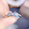 Pierścienie klastra na biżuterię Naturalne 0,5ct niebieskie liście topaza Pierścień 4 6 mm kamień szlachetny 925 srebrny srebrny J22591