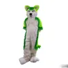 Grüner Wolf Husky Hund Fursuit Maskottchen Kostüm Cartoon Maskottchen Kostüm Werbung Kleid Party Requisiten Geschenk