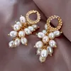 Elegante foglia cerchio uva corda imitazione perla nappa orecchini pendenti per le donne perle coreane orecchino gioielli da sposa per feste