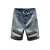 Basic Denim Summer New Vintage Wash Solid Men's Straight Jeans Cargo Shorts Plus Size 40 42 P230525