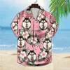 Chemises décontractées pour hommes Chemise pour hommes Été Hawaiian Floral Dog Graphic Prints Turndown Red Street Manches courtes Button-Down Print Clothing