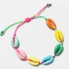 Bedelarmbanden kleurrijke schaal dames armband Conch Braid enkel ketting armbanden verstelbaar touw Boheems meisje zomer strand sieraden