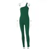 Kvinnors jumpsuits Rompers 2023 Spring Women's New Solid Color Tight One Shoulder Strap Sports Fitness Jumpsuit for Women T230525