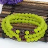 Link Bracelets Arrival Special 6mm Lemon Jades Stone Chalcedony Round Beads Multilayer For Women 3 Rows Gifts Diy Jewelry B2795