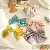 Pinces À Cheveux Barrettes Soie Satin Grand Arc Barrette Pin Filles Femmes Chapeaux Accessoires Drop Delivery Bijoux Hairjewelry Dhw4P