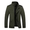 Men's Jackets 2023 Autumn Men Slim Fit Military Jacket Coats Outerwear Stand Collar Casual Male Business Style Army Green Clothes Khaki