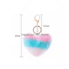 Nyckelringar Stylish Rainbow Love Form Ball Keychain Holder Bag Charm Ornament Söt plysch Pompom Car Ring Bags Trinket Chirstmas Gift Dhzozoz