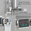 Badrumsduschuppsättningar Digital Display Thermostatic duschkran Chrome Badrum Duschuppsättning Regn Dusch Bad Kaucet Badkar Kanen Bidet Kanning G230525