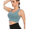 Actieve shirts Solid Yoga Crop Top Sports Longline Bra Verwijderbare Cup Training Women Gym Tank Fitness Snelle droge hardloopkleding