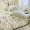 Bedding Sets Cotton Elegant Chic Floral Blossom Print Set Vibrant Soft Breathable Duvet Cover Bed Sheet Pillowcases Family 7Pcs