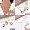 Oorbellen ketting set colorf zirkoon sieraden sets Koreaanse mode holle ronde hanger voor vrouwen sieraden bisuteria drop de dhgarden dhhuf