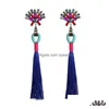 Bengelen kroonluchter strass crystal tassel oorbel 8 kleuren kroonluchters oorbellen lange bohemina voor vrouwelijke geschenken drop levering juwelen dhlgq