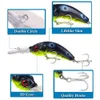 Betar lockar 1 bit/batch minnows laser 10 cm 13,4 g flytande konstgjorda hårt 3D -ögonsvängande enhet bas vevfiske bete p230525