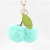 Key Rings Cute Fluffy Faux Rabbit Fur Ball Pompom Keychain Cherry Gold Chain Pom Keyring Bag Charms Wedding Trinket Drop Delivery Jew Dhtgy