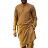 Erkekler Sıradan Gömlekler 2023 Stil Erkekler Giyim Afrika Moda Gençlik Yokluk Yuvarlak Boyun Düğmesi Uzun Kollu Düz Renk Cep Baharı