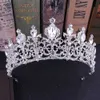 Andra modetillbehör Trendiga silverfärg Crystal Wedding Hair Accessories Rhinestone Bridal Tiara och Crowns Women Princess Head Jewelry Diadems J230525