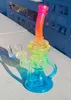 Klein Heady Bong Fab Egg Incycler Rainbow Colorful Shisha Glasbong Dab Rig Recycler Rohre Wasserbongs Rauchpfeife 14,4 mm Innengewinde mit normalem Kopf