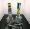 Europe and America Smoke Pipes Hookah Bong Glass Rig Oil Water Bongs Thickened printed sticker glass cigarette set with a height of 35cm