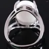 クラスターリング1PCS女性輪を鳴らすナチュラルホワイト磁器ストーンオーバルカボコンキャブビーズ調整可能な指宝石ギフトK188