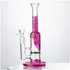 Pipes Pour Fumer Beautif Violet Bong Bongs En Verre Percolateur Dab Rigs Mini Plate-Forme Pétrolière Tube Droit Eau 14Mm Joint Femelle Avec Bol Goutte Dhcmh