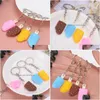 Nyckelringar Summer Creative Candy Color Soft Ice Cream Keychains Car Bag Pendant Jewelry Keyring for Women Drop Delivery DHQcy