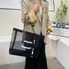 Classic Womens Bag New Shoulder Handbag Korean Style Student Mesh Simple Trendy Beach Shopping Ba