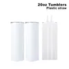 USA CA Warehouse 20oz Heat Press Double Wall Straight Blanks Sublimation Tumbler 4.23