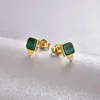 Stud Earrings CMajor Sterling Silver Fine Jewelry Vintage Natural Malachite S925 Plated 18k Gold Temperament For Women