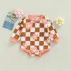 Rompers born Baby Boys Girls Crewneck Sweatshirts Romper Clothing Letter Floral Print Long Sleeve Patchwork Jumpsuits Autumn Clothes 230525
