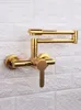 Kitchen Faucets Gold Wall Mounted Sink Faucet Cold Water Golden Foldable Rotatable Brass Copper Mixer