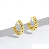 Hoop Huggie Gold Sier Color Tiny Twisted Earrings Minimalist Chunky Hoops Geometrical Brass Earring for Women Jewelry Gift Drop Del Dhxcl