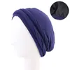 Ny etnisk stil Modell bomullsbrödmännen mäns turban hatt satin fodrad elastisk lindad huvud hatt arab fiberhatt do-rag långa remmar