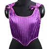 Women's pink bow tie tank corset Fashionable New Satin Waist Tank Top Lace Slim Fit Short Fishbone Tank Top Chest