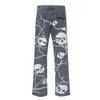 Herren Jeans Streetwear Harajuku Y2K Männer Jeans Lustiger Totenkopf Grafikdruck Lose Denim Hosen Hip Hop Gerade Vintage Casual Punk Hose 230524