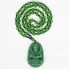 Hänge halsband unisex vuxen naturlig grön jade snidad buddha lycklig halsband pärlkedja choker för kvinnor män mode smycken