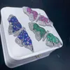 Spille Spille 60X20MM Spilla a farfalla con zirconi CZ viola di alta qualità