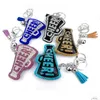 Porte-clés Fl Cristal Mot Cheer Porte-clés En Cuir Gland Titulaires Strass Chaînes Porte-clés Charme Pour Les Femmes Sac De Voiture Pendentif Cadeau Drop Dhgzr