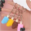 Nyckelringar Summer Creative Candy Color Soft Ice Cream Keychains Car Bag Pendant Jewelry Keyring for Women Drop Delivery DHQcy