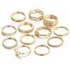 Band Rings 12 Pcs/Lot Boho Retro Ring Set For Women Crystal Rhinestone Gold Plated Fashion Vintage Bohemia Style Jewelry Factory Dro Dhi5X