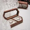 Storage Bags Wooden Clear Lid Jewelry Box Double Grid Jewellery Case Wedding Display Organizer Earring Ring Necklace Gift