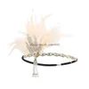 Stirnbänder Vintage Fascinator mit Feder für Frauen Elegante Strass Party Haar Stirnband Perlenbänder Drop Lieferung Schmuck Hairj Dhk3H