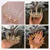 Andere mode -accessoires Freeeven Barokke kronen Rhinestone Crystal Tiaras Wedding Bridal Bride Hair Accessoires Queen Princess Gold Color Crown Jood J230525