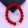 Bracelets porte-bonheur livraison directe mode élastique 10 Mm perles de verre rouge Bracelet Bracelets pour poignet cadeau bijoux personnaliser la conception