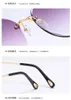 Occhiali da sole senza montatura da donna Luxury Trimming Gradient Shades Occhiali da sole Ladies Vintage Frameless Eyewear UV400