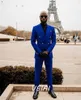 Мужские костюмы Blue Men 2 штуки в пик отворотов с двойной грудью наборы блейзер